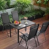 LIFERUN 5-Teiliges Gartenmöbel Set, Aluminium Balkonmöbel Set, 4pcs...