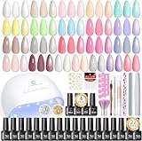 PEACECOLOR Gel Nagellack UV Set mit UV Lampe 44 PCS,22 Farben Gelnägel Kit,4...