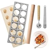 Ravioli Former, Ravioli Maker mit Nudelholz, 12 Teigtaschen Raviolibrett mit...