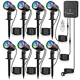 MEIKEE Gartenbeleuchtung RGB Mit Fernbedienung 10 Farben 30 Dynamische Modi IP66...