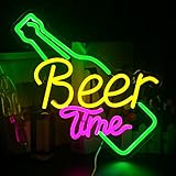 Looklight Beer Time Neonschild Bar Neon Licht Zeichen Gelb LED Leuchtreklame...