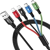 Multi USB Ladekabel [3.5A 1.8M] 4 in 1 Geflochtenes Nylon Schnell USB Ladekabel,...