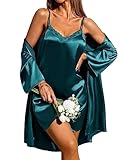 Ekouaer Nachthemd Damen Sommer Nachtkleid Kurz Zweiteiliger Sleepshirt Babydoll...