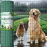Amagabeli 1.0M X 25M Gartenzaun Zaun PVC-beschichteter Rostfrei 100 x 70mm 2.1...