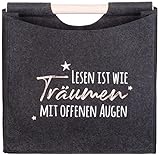 Brandsseller Filz Zeitungsständer mit Holzgriff ca.31 x 30 x 18 cm Zeitungskorb...