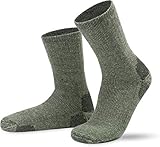 2 Paar Wollsocken mit Vollplüsch - für Damen und Herren - Wintersocken mit Schaf- und Alpkawolle für maximale Wärme - Socken mit Dicker Sohle Farbe Oliv Größe 39/42