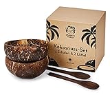 Granny's World® Exclusive Kokosnuss-Schalen 2er Set mit Löffeln |...