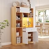 ECLIVON Küchenschrank Hoch 180 mit LED Lichtleiste für Wohnzimmer,...