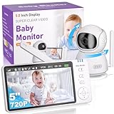 OBVHNUA Babyphone mit Kamera 5 Zoll Video Babyphone 720p HD 2X 4X Digitalzoom...