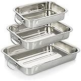 COM-FOUR® 3-teiliges Braten- und Backform-Set - Edelstahl Bräter mit...