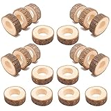 20 Stück Serviettenringe Holz Natur Sonwaha Servietten Ringe Vintage Eiche für...