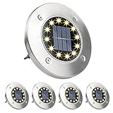Wilktop Solarleuchte Bodenleuchte 12 LEDs Warmweiß Solar Wegleuchte Außen...