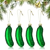 4 Stück Glas Weihnachtsgurke, Weihnachtsgurke Christbaumschmuck, Weihnachtsbaum...