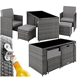 tectake Poly Rattan Sitzgruppe, 5- teiliges Lounge Gartenmöbel Set mit Tisch,...