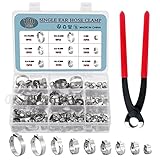 HSEAMALL 180PCS Edelstahl Einohr-Schlauchschellen mit Schlauchklemmzange, 9...