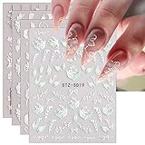 JMEOWIO 3D Nagelsticker Frühling Blume Nail Art Sticker Selbstklebend...