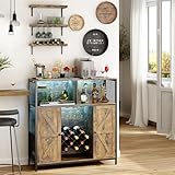 Roomark Weinschrank mit Ladesteckdose, 6 Fächer, Barschrank Vintage mit LED...
