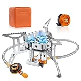 Adiwo Campingkocher 6800 W, Gaskocher mit Piezozündung und Tragebox Gas Camping...