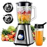 GDOR 1200W Standmixer 2-1Smoothie Maker mit 1,5L Glaskrug und 650ml Reisebecher...