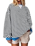 Imily Bela Sweatshirt Damen Gestreift Pullover Oversized Langarmshirt Rundhals...