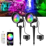 T-SUN RGB Gartenbeleuchtung LED mit Fernbedienung und App Steuerung, IP65...
