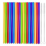 XINCHENG Jumbo Smoothie Strohhalme, 50PCS Wiederverwendbare Bunt Strohhalme mit...