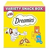 DREAMIES Katzensnacks - 12x60g - mit Huhn, Käse und Lachs - Traumhaft knusprige...