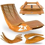 Casaria® 2X Sonnenliege Klappbar Wetterfest Holz 160kg Belastbarkeit...