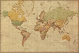 Weltkarte Antik deutsche Version - Vintage - Bildungsposter Plakat Druck 1:45...