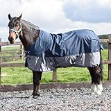 Outdoor Winterdecke Turnout 100% Wasserdicht 600D 100G Fulling Navy/Grau - 155cm