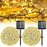 A.bigwhale Solar Lichterkette Aussen Wetterfest, [2 Stück] 12M 100 LED...