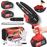 Akku Kettensäge, 6 Zoll Mini Kettensäge mit 1000W Bürstenloser Motor und Akku...