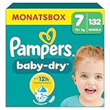 Pampers Baby-Dry Größe 7, 132 Windeln, 15kg+, Bis zu 100% Auslaufschutz &...