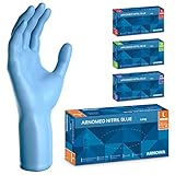 ARNOMED Einweghandschuhe Blau Extra Lang, 30cm Lange Einmalhandschuhe in L,...
