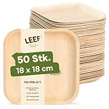 Leef 50x Palmblatt Teller eckig - Einweggeschirr kompostierbar und naturbelassen...