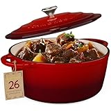 SCHMORGOLD Gusseisen Topf Emailliert 26cm - Schmortopf mit Deckel für alle...