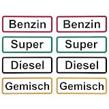 Hochwertige Kraftstoff Aufkleber: Benzin, Super, Diesel & 2-Takt Gemisch, 8...