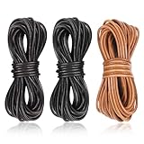 AUAUY 3 Rollen 5M x 2mm Lederschnur Lederstil-Band aus echt Leder, Gute...
