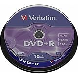 Verbatim DVD+R 16x Matt Silver 4.7GB, 10er Pack Spindel, DVD Rohlinge, 16-fache...