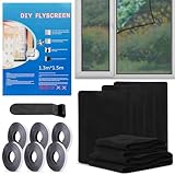 6 Stück Fliegengitter Fenster, Insektenschutz Fenster 130x150cm, Fliegennetz...