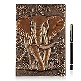 OFFCUP Hardcover Notizbuch A5, 3D Elefant Vintage Notizbuch,Geprägtes...