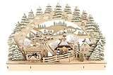 ELLUG 3D Schwibbogen Lichterbogen Holzschnitt, Winterdorf mit Licht & Glitzer...