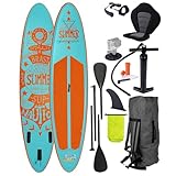 BRAST® SUP Board Summer | Aufblasbares Stand up Paddle Set | 320x81x15cm viele...