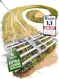 GARLINGO Rasenrakel | 75 x 35 cm | inkl. 1,7m Metall STIEL | Rasen Rakel zum...