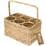 HMF Flaschenträger für 6 Flaschen, Flaschenkorb geflochten aus nachhaltiger...