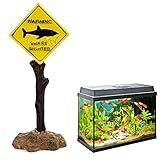 Aquarium Deko,Harz Hai-Warnschild Lustig Fish Tank Ornament Dekoration Aquarium...