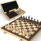 38 cm Holz Klapp-Schach- und Dame-Set, 2-in-1 Brettspiel, 7,6 cm König Staunton...