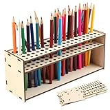 MXTIMWAN Pinselhalter Aus Holz - 67-Loch Schreibtisch Organizer, Make-Up Pinsel...