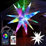 3D LED Leuchtstern Garten, Weiß LED Adventsstern inkl. Warm & Colorful LED...