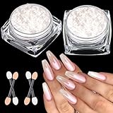 BISHENGYF Weiße Perle Chrom Nagelpuder:【Neon Pearl Effect】Chrome Nail...